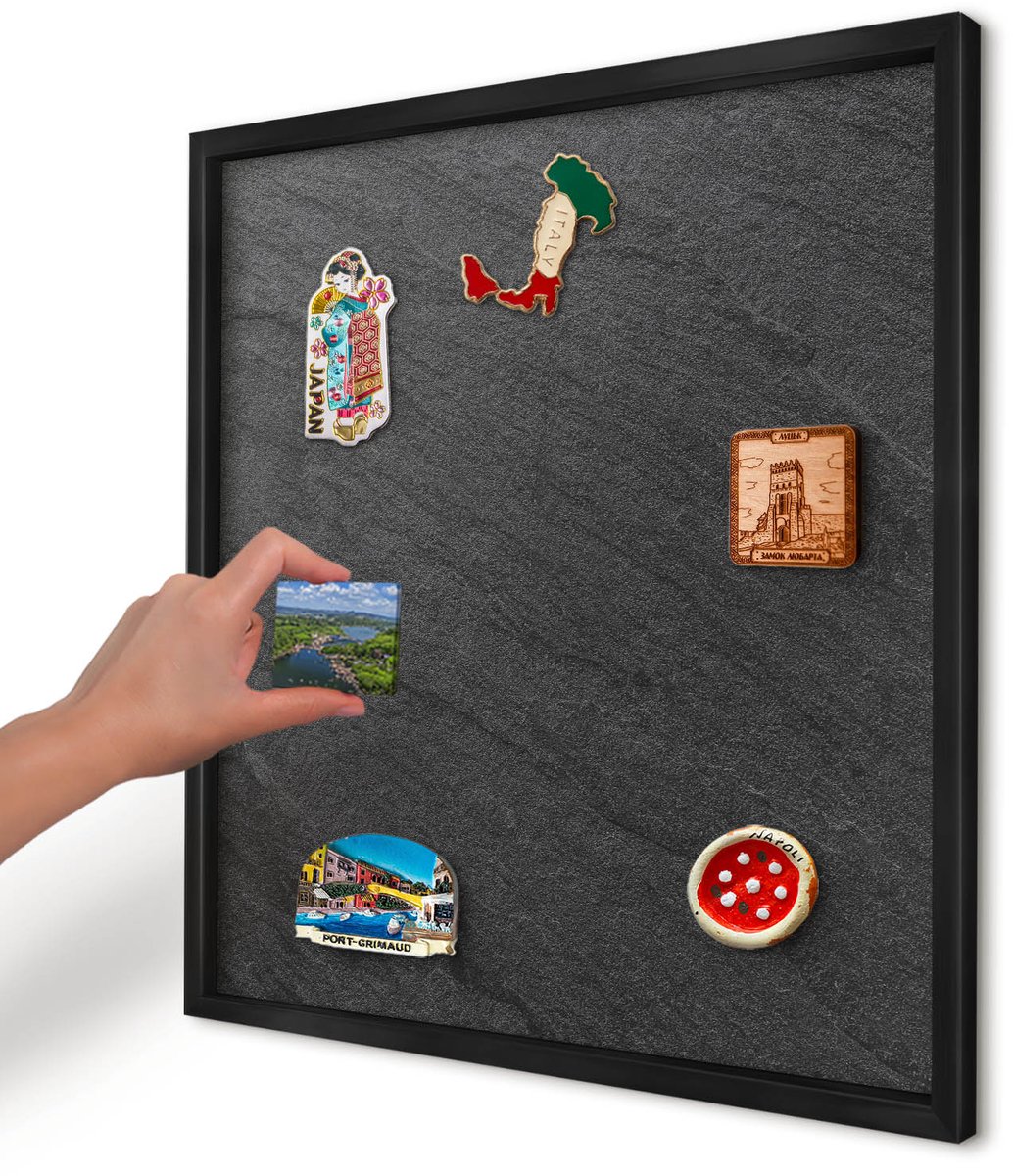 Artprintcave Zwart Magneetbord mit Zwart Frame - 50x50 cm - Zwarte Textuur Magnetisch Bord Voor Magneten - Minimalist Magneetbord Voor Foto's - Texturen