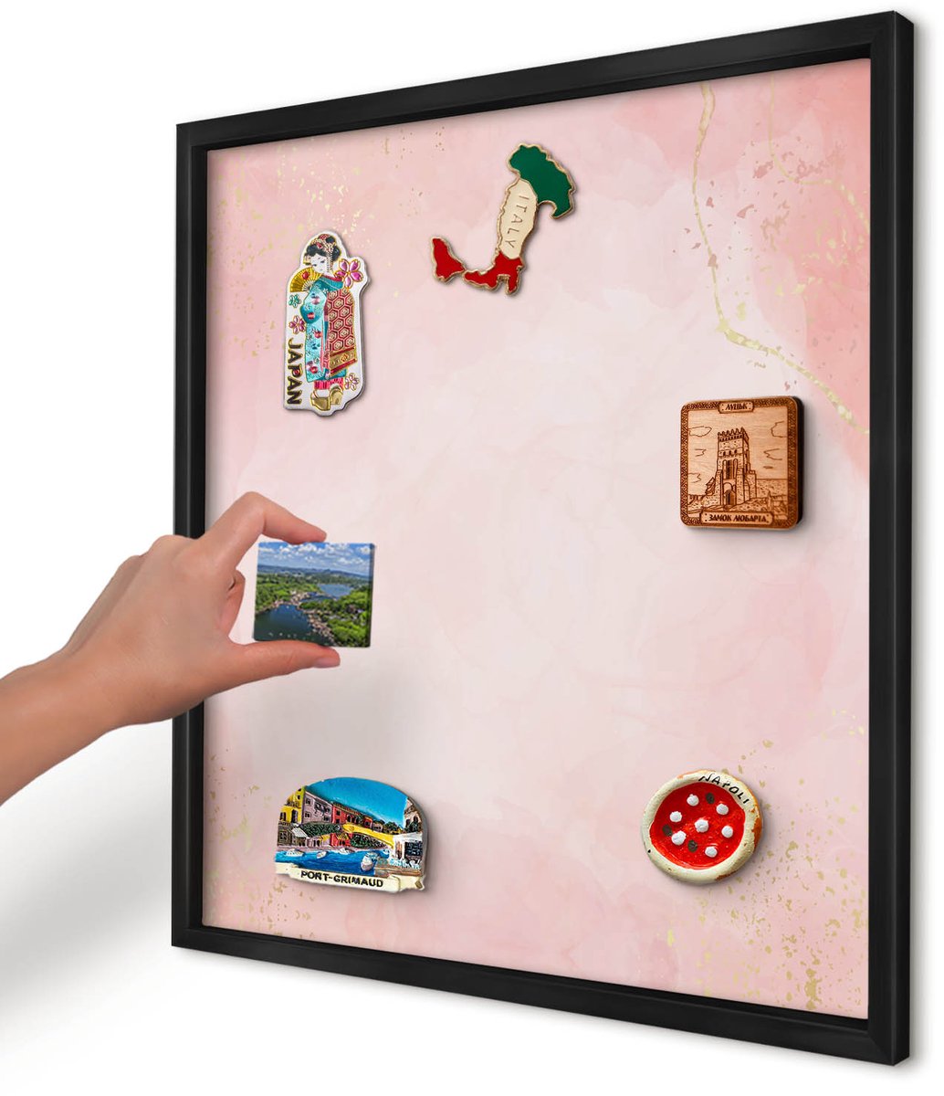 Artprintcave Roze Magneetbord mit Zwart Frame - 50x50 cm - Subtiele Elegantie Magneetbord Voor Keuken - Waterverf Bord Voor Magneten - Achtergronden En Patronen