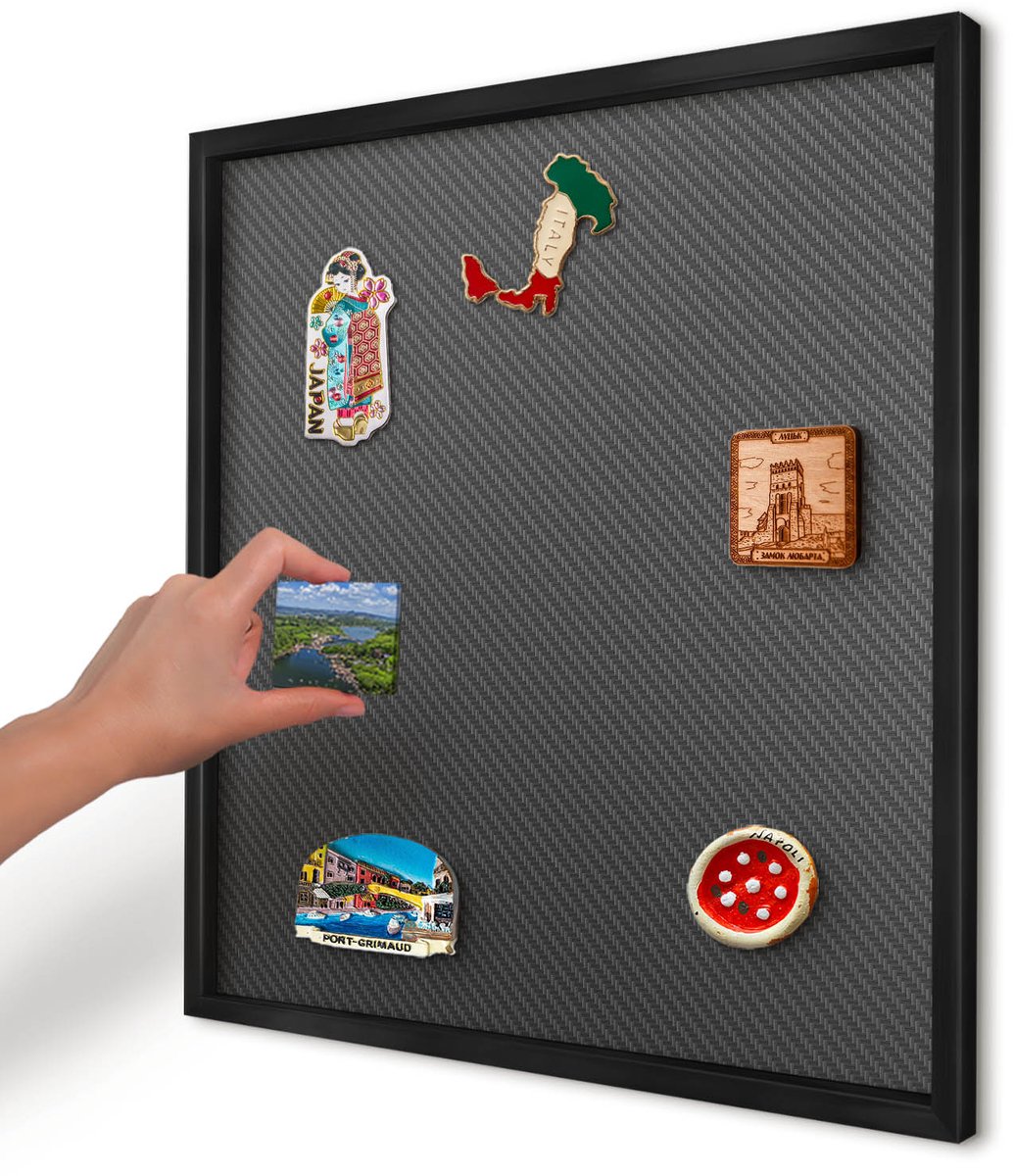 Artprintcave Zwart Magneetbord mit Zwart Frame - 50x50 cm - Geometrische Textuur Magneetbord Voor Keuken - Minimalist Magnetisch Bord Voor Magneten - Texturen