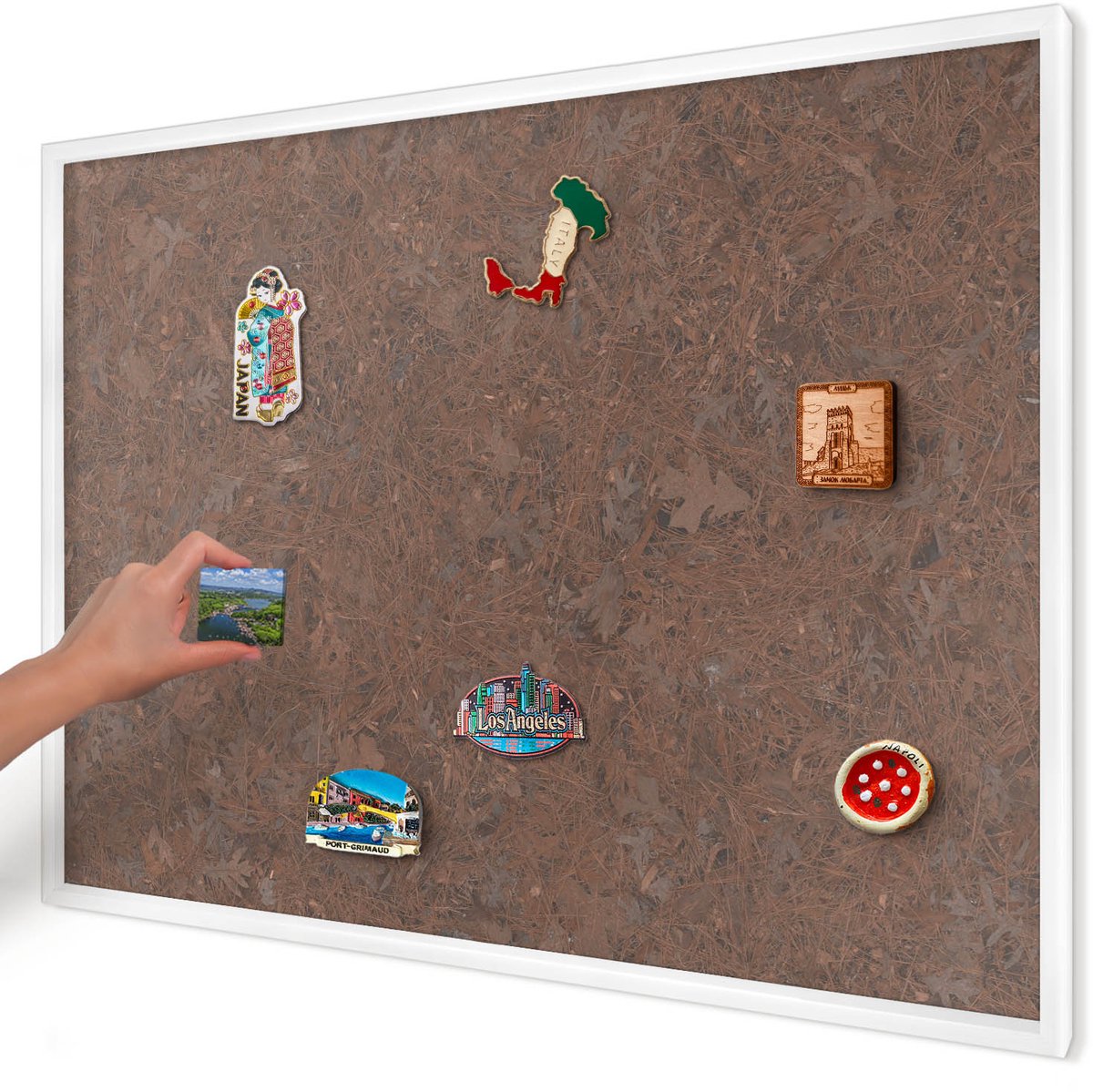Artprintcave Bruin Magneetbord mit Witte Lijst - 100x70 cm - Herfsttapijt Magneetbord Voor Keuken - Rustiek Magneet Bord mit Frame - Natuur