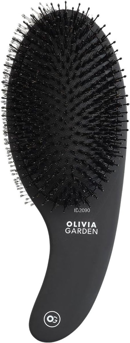 SnelShoppen - Ergonomische Pneumatische Borstel voor Haren, Hoogwaardige Boar & Nylon Haren, Anti-statisch, Niet-slip, Matt Zwart, Perfect voor Thuis