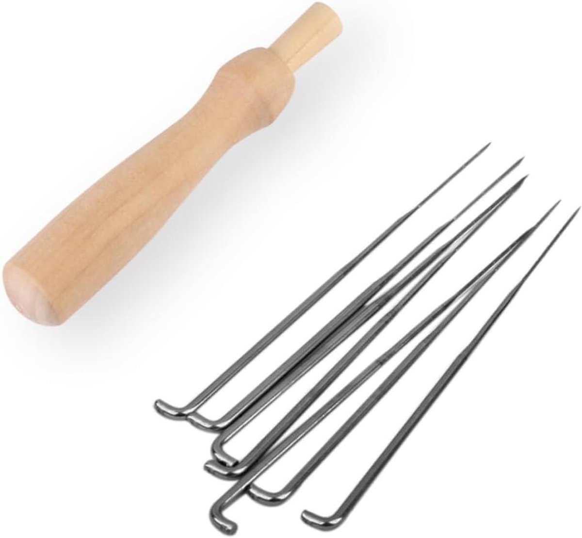 Wolvilt Set - Naaldvilten Gereedschap - Hobby Projecten Maken - Met Houten Handvat - 7 Naalden - Niet Van Toepassing