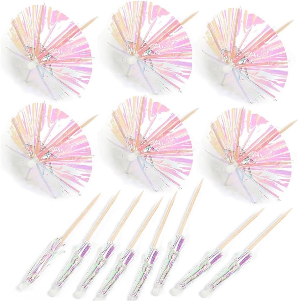 50 cocktailparaplu's voor dranken, cocktailtandenstokers, 10 cm
