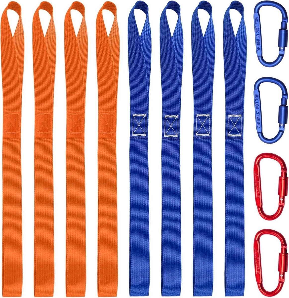 Spanbanden met Karabiners - Bevestigingsbanden Set - Outdoor Uitrusting Zekeren - 8cm Brede Banden - 6 Stuks Set - Meerdere Kleuren