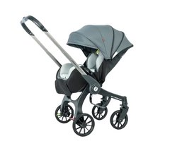 4-in-1 Autostoel Kinderwagen – Reissysteem – Baby Autostoel met Onderstel – Verstelbare Duwbeugel – Donkergrijs