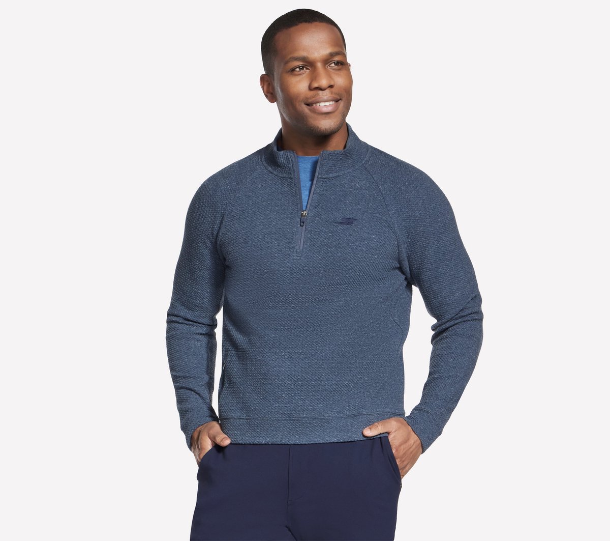 Skechers SKECHCLOUD LOUNGE 1/4 ZIP Heren Trui - Blauw
