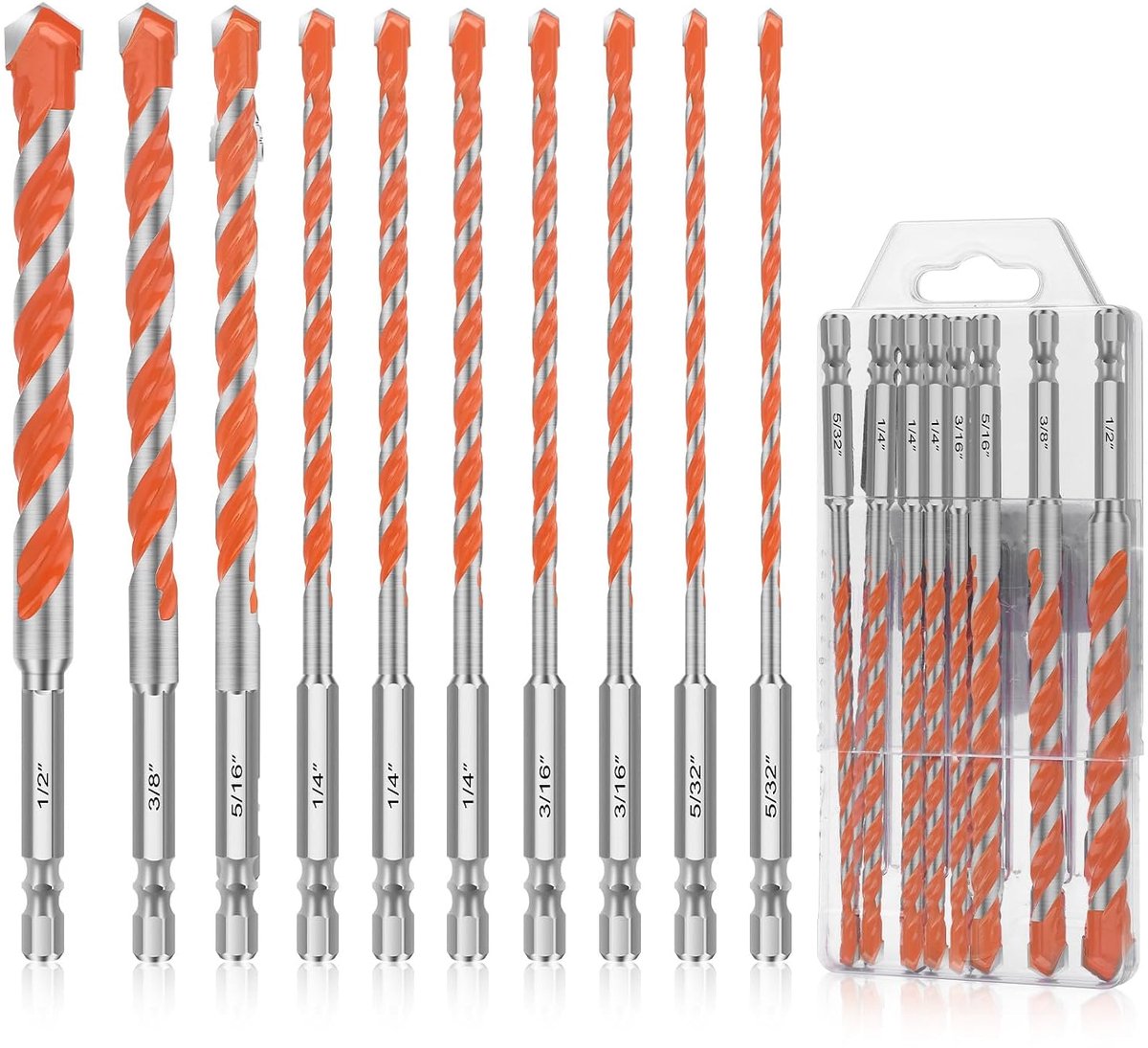 10-delige 4-12mm Boorset Voor Metselwerk, 1/4 inch Zeskant Schacht