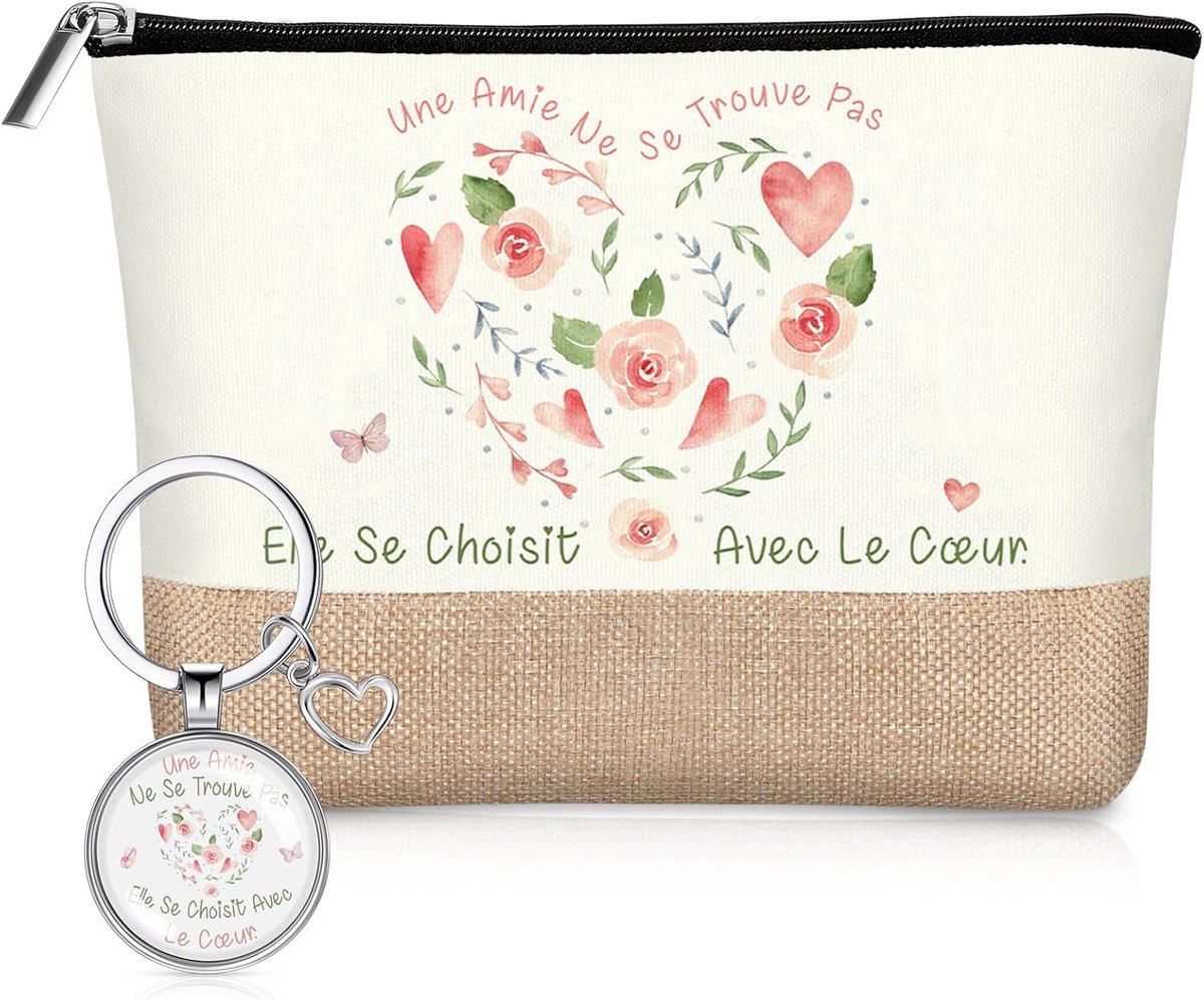 Sleutelhanger Cadeau Voor Vrouw/vriendin Jute Make-Uptasje