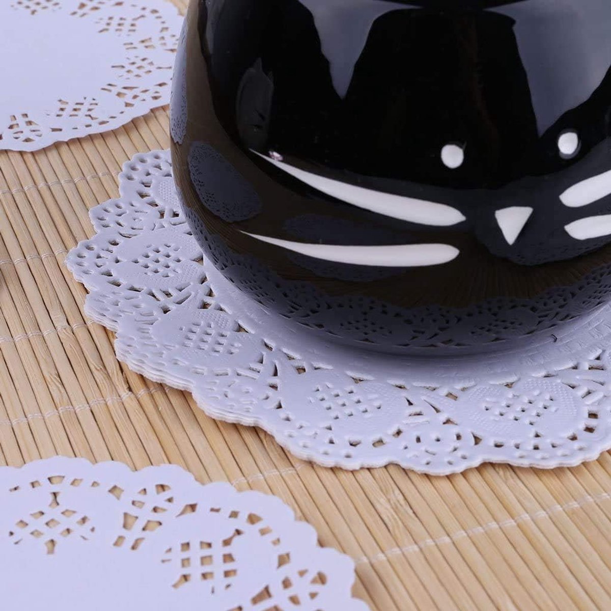 Witte ronde papieren doilies, 200 stuks witte kant ronde papieren