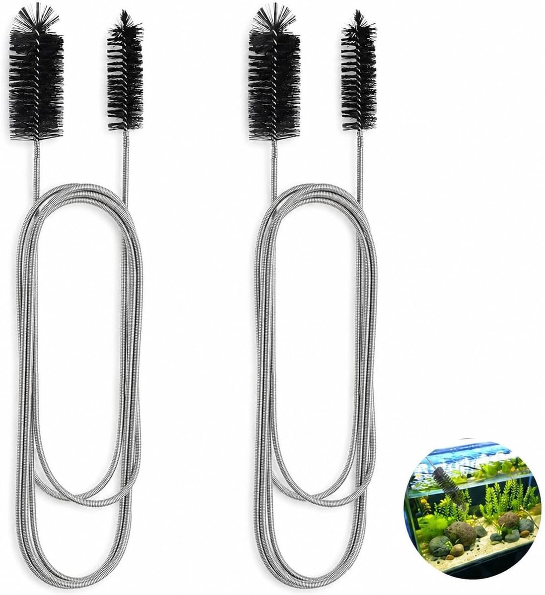Buisborstel 200 cm met dubbele kop (nylon + roestvrij staal) –