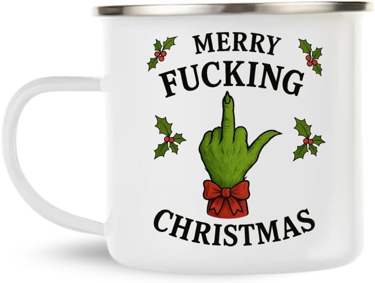 F cking Enamel Mug – 360ml Metal Camping Cup – Funny Holiday Gift