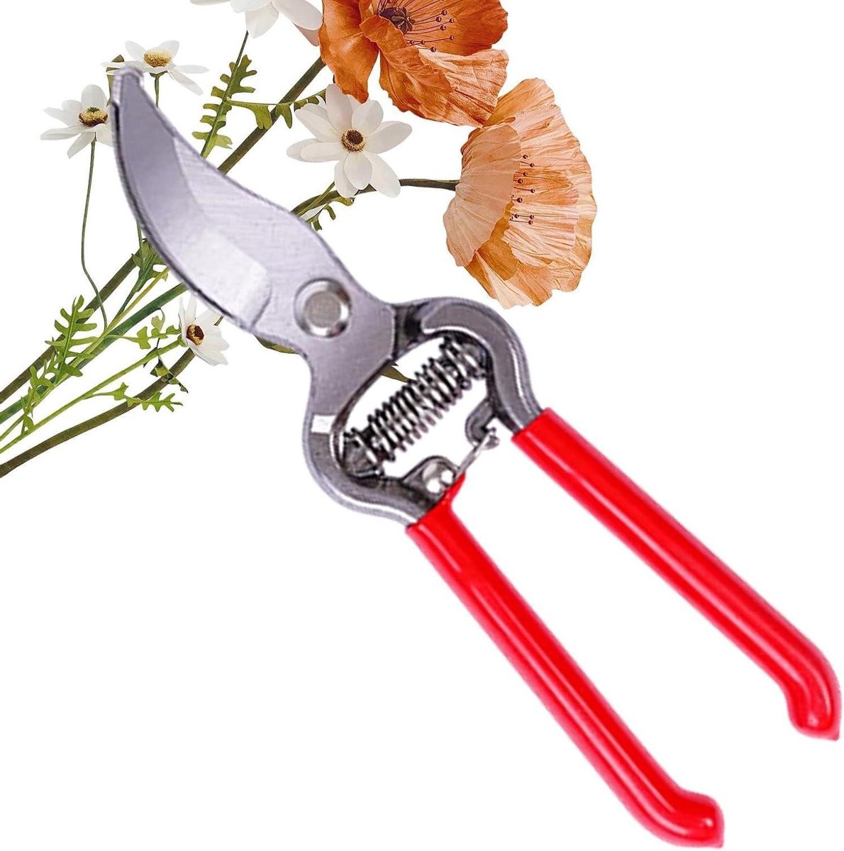 Snoeischaar Bloemensnijder - Tuingereedschap Handklem - Planten Verzorgen - Ergonomische Antislip Handgreep - 20.5 cm - Rood