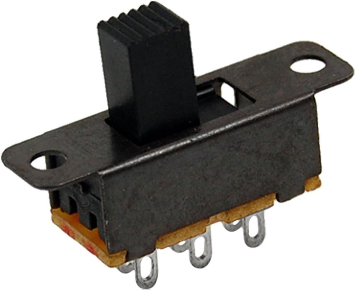 sourcing map 10 stuks 6,7 mm hoge knop 6-pins 3 positie 2P2T DPDT schuifregelaar 0,5 A 50 V DC