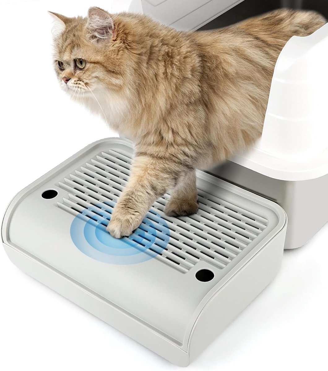 Kattenoprijplaat voor kattenbak, trapkruk met filterfunctie kattenvanger voor kleine en oudere katten, eenvoudige reiniging (lichtgrijs)