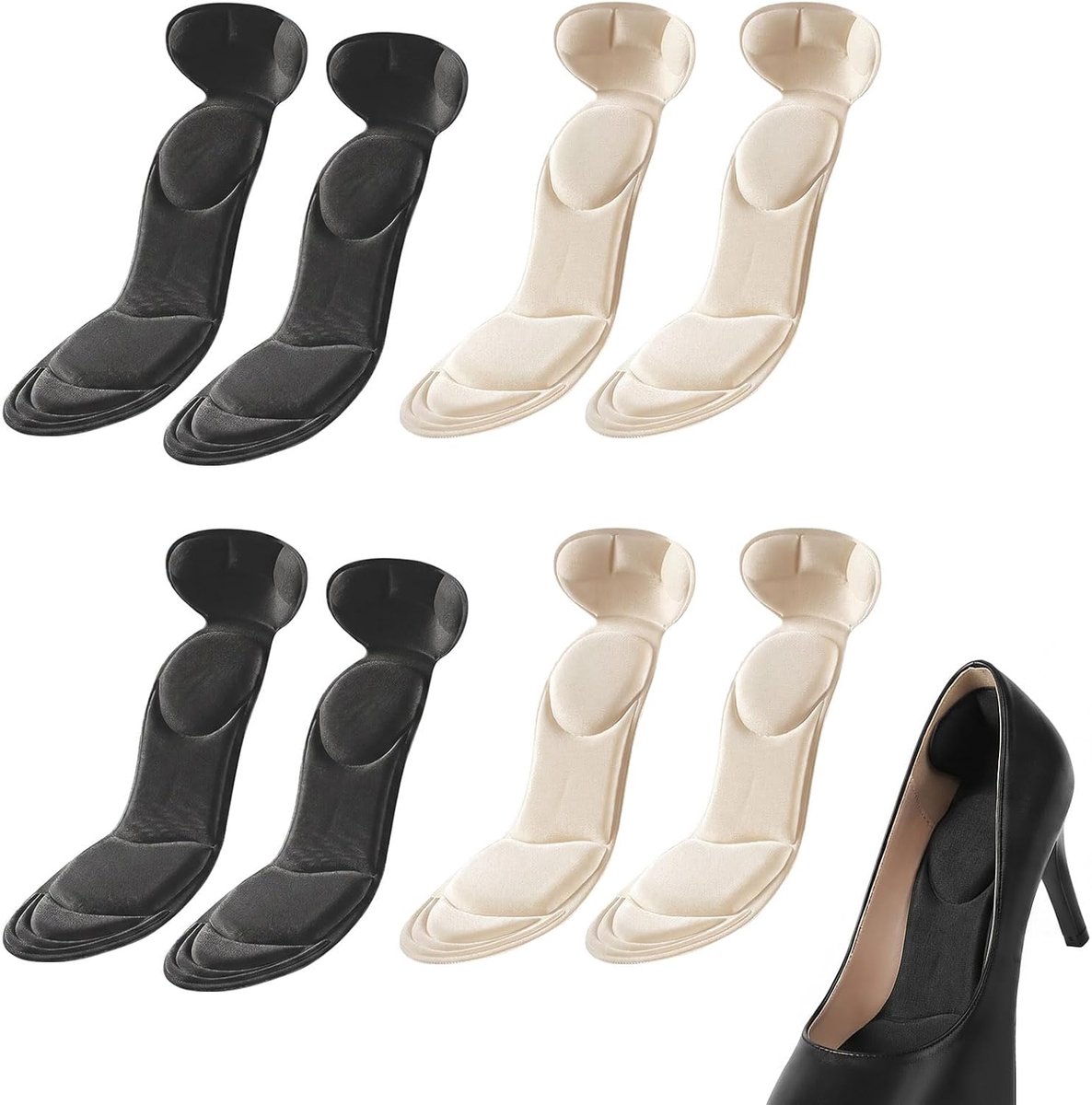 Inlegzolen voor dames met hoge hakken, 8 stuks (4 paar), zelfklevende