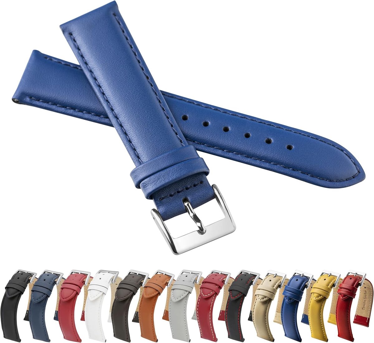 Gladde leren armband Llb echt leer horlogeband rundleer fijn leer