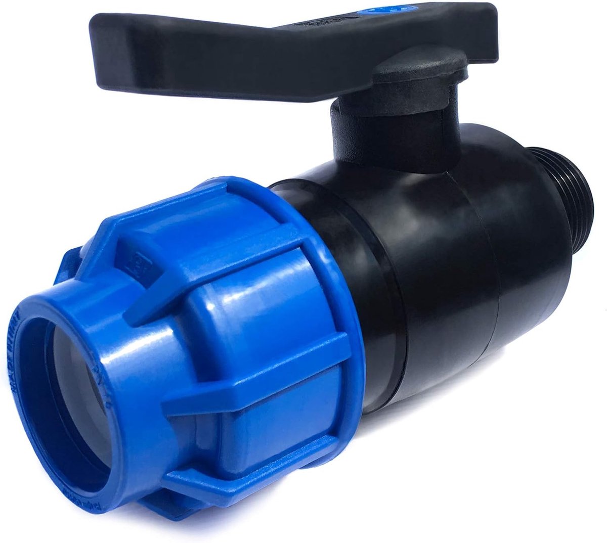 kogelkraan 25 mm x 3/4" Pp klemfitting klem x Ag buitendraad met