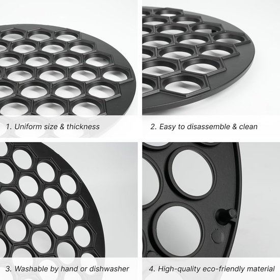 Maker metaal, steekzakvorm, dumplingvorm voor jiaozi, ravioli, empanadas en pirogi, handgemaakte deegvorm met snijfunctie, Easy Clean, tijdbesparend, uniformmaat, zwart keukenhulp — afbeelding 3