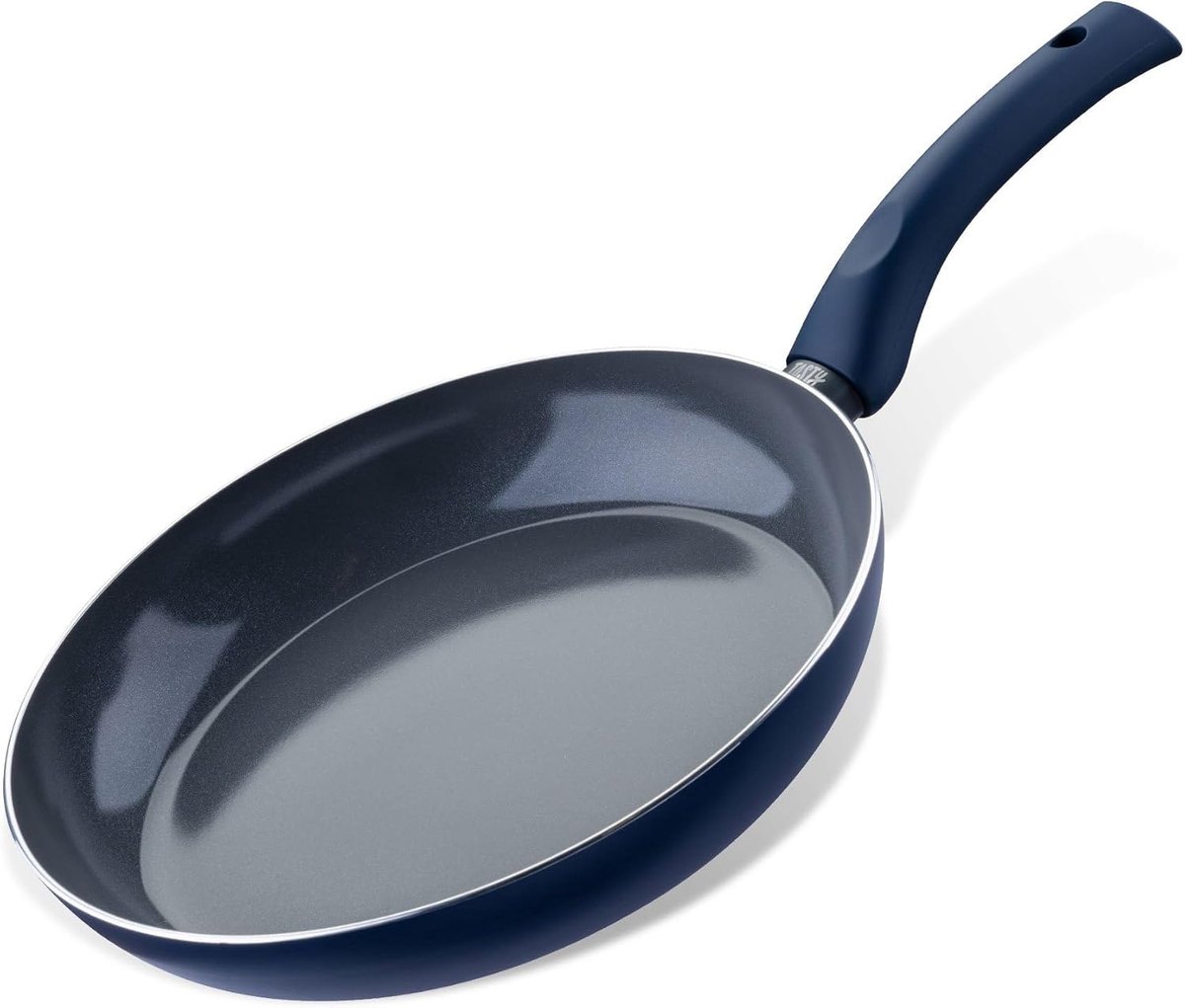 Ocean Blue braadpan met antiaanbaklaag, 28 cm, van gerecycled aluminium met keramische antiaanbaklaag, soft-touch-handgreep, voor alle warmtebronnen, inclusief inductie, PFAS-vrij, blauw/grijs
