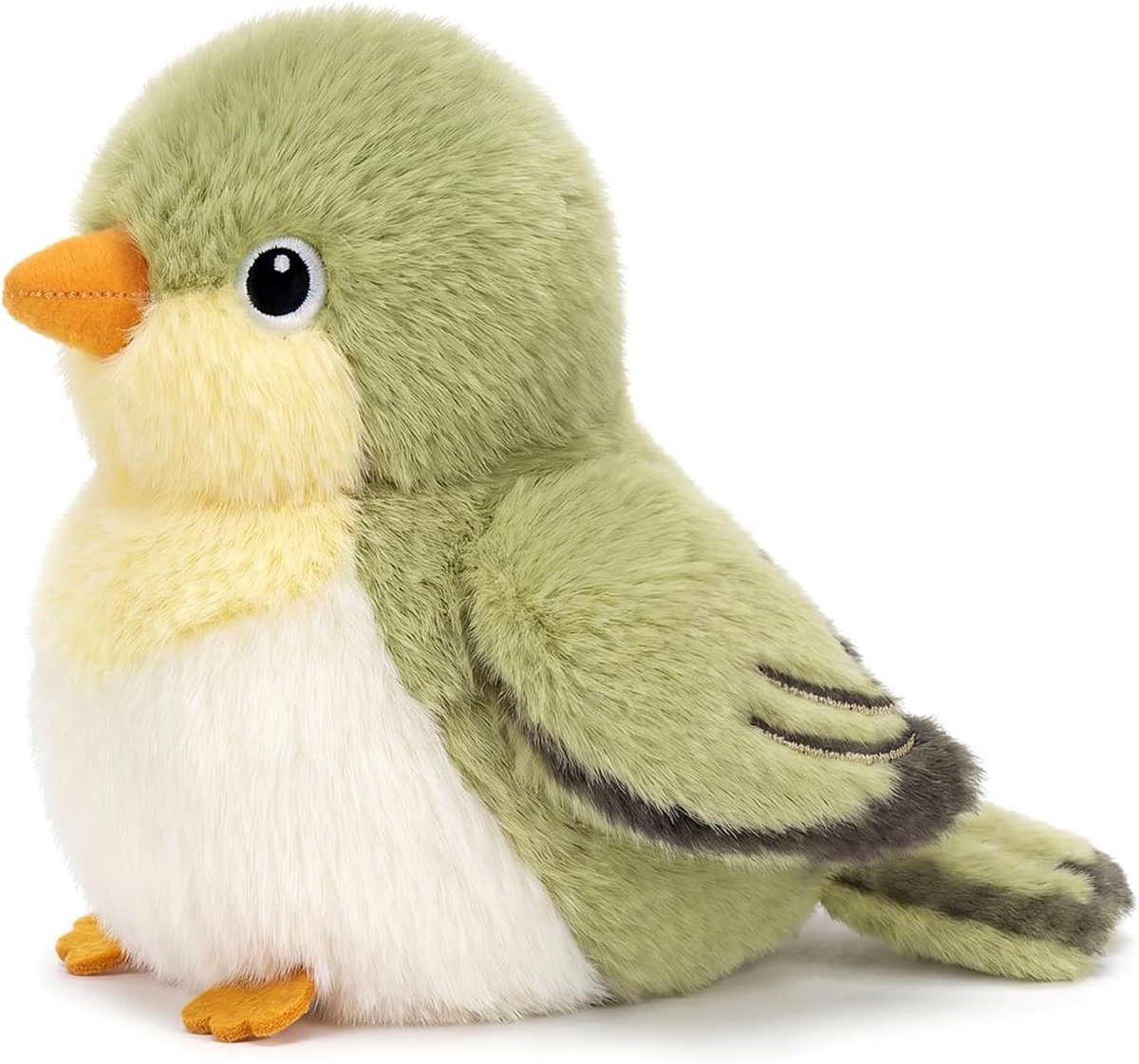 shownicer Vogel knuffeldier, handig pluche dier, zacht woonaccessoire, bureaudecoratie en verzamelstuk, geschenken voor kinderen, volwassenen, vrienden (groene bruingroene borst, bladzanger, 13 cm)