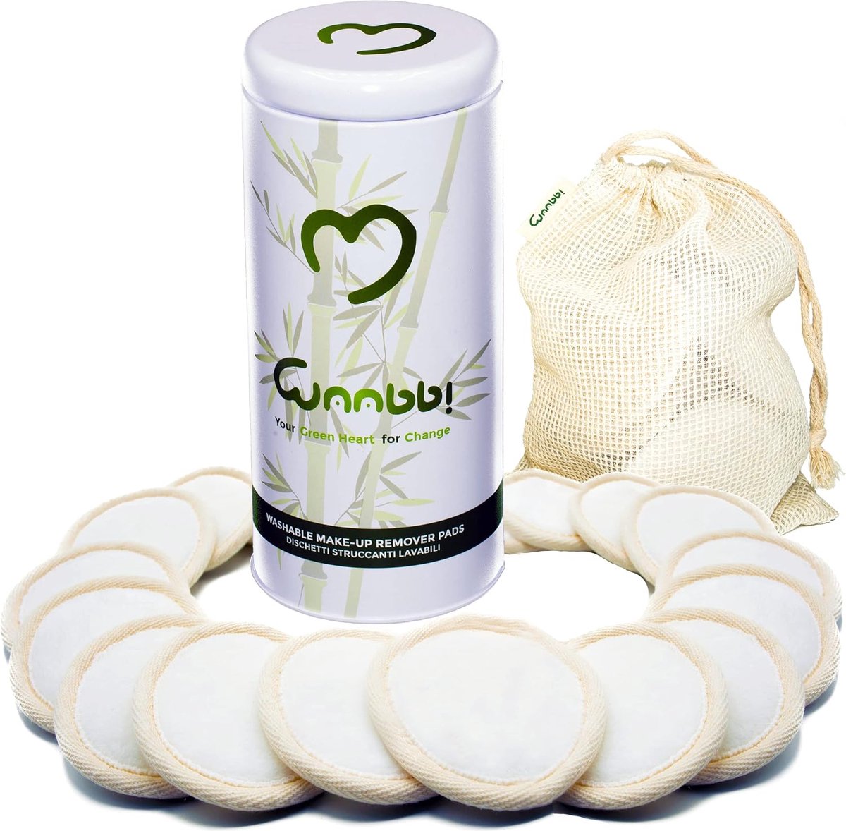 SnelShoppen - Wasbare Bamboo Makeup Remover Pads - Herbruikbare 20 Stuks - Makeup Remover Wipes van Bamboevezel en Katoen - Milieuvriendelijk en Plast