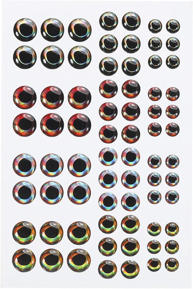 Vislokaas Ogen - Kunstaas Accessoires - Vliegbinden DIY - Levensecht 4D Ontwerp - 6/8/10mm 72 Stuks - Veelkleurig