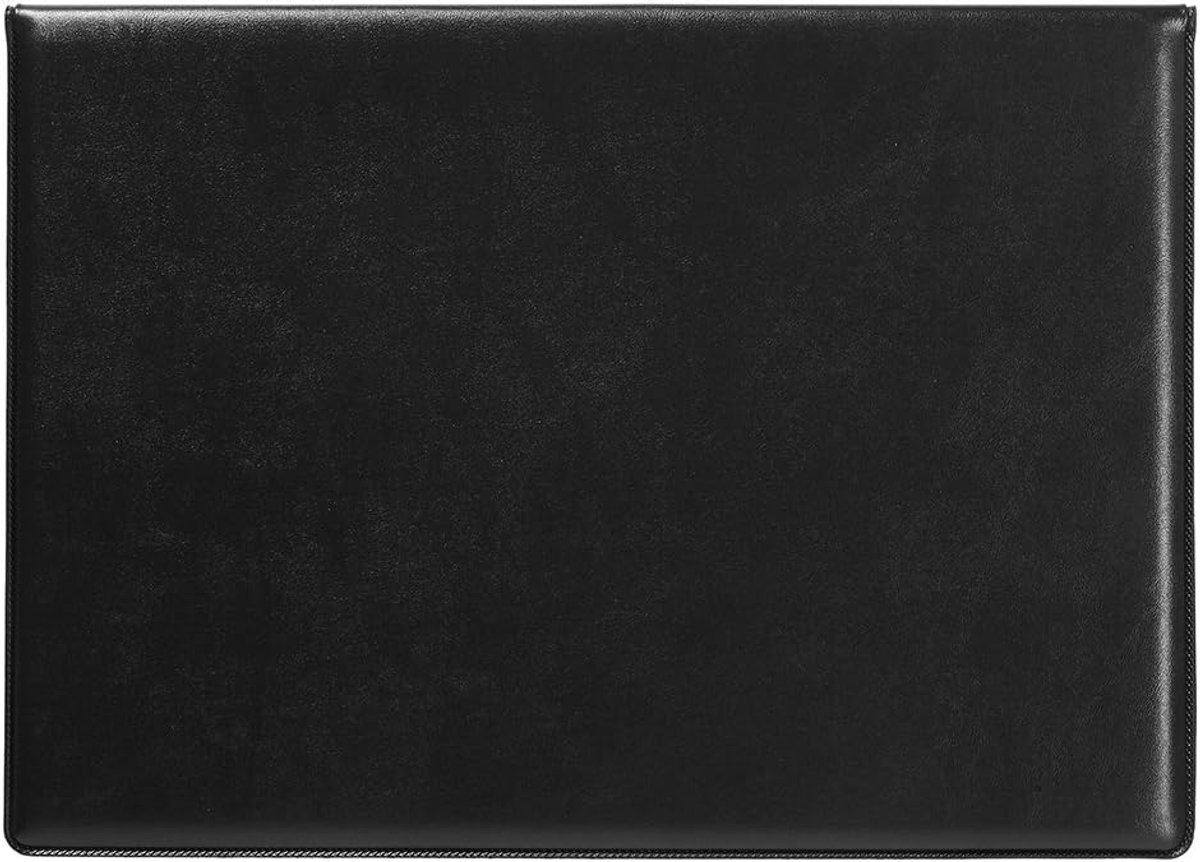 SnelShoppen - Taupe Desk Pad met Vouwtabs, Extra Padding, Hoogwaardige Kunstleer, Dubbel Model met Binnenvakken, Zwart, 475 x 340 mm, Ideaal voor Thui