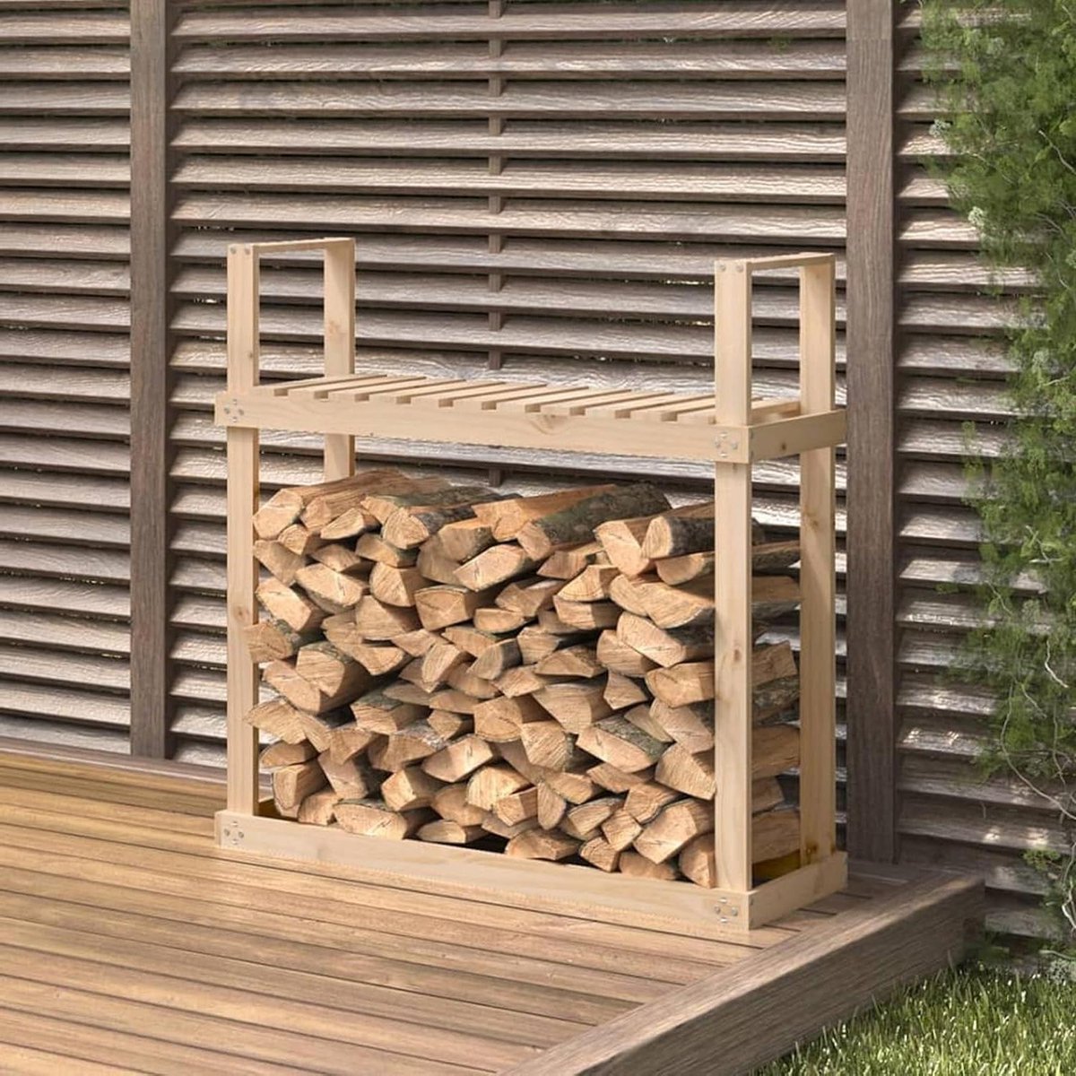 Brandhoutrek - Houtopslag - Haardhout Opslaan - Massief Grenenhout - 110 x 35 x 1085 cm - Natuurlijk