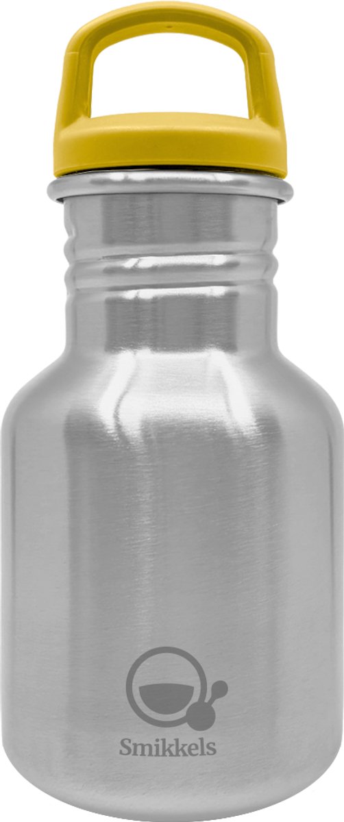 Smikkels - RVS Drinkfles Daily Basic - 350ml - Geel - 304 RVS (18/8) - Schoolbeker kind - Drinkbus school