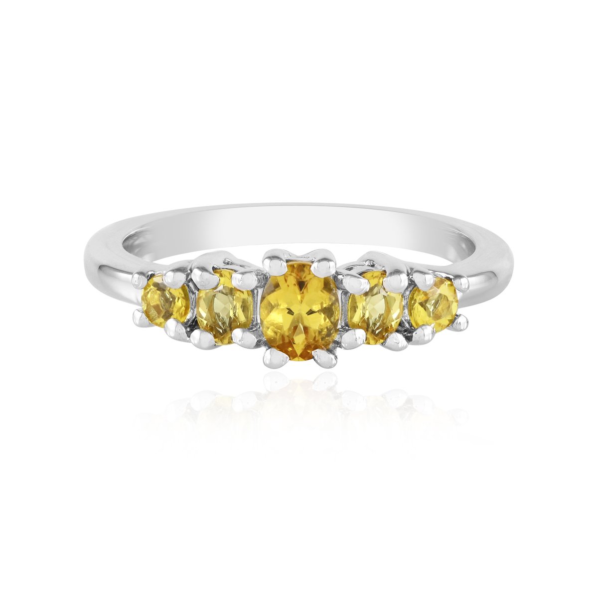Cavill - Braziliaanse Scapoliet 0,75 ct Ring - 925 Sterling Zilver met Platina Coating - Ovale & Ronde Edelsteen - Elegante Damesring