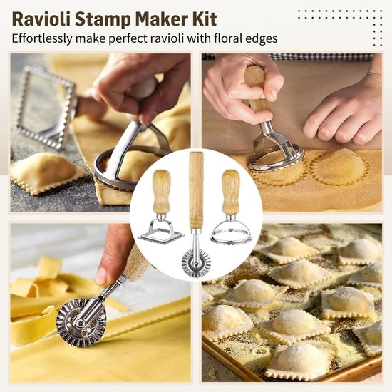 Pastagereedschap Set - Pastamaker Hulpmiddelen - Zelf Pasta Maken - Complete Keukengadget - 6 Delig - Houtkleur — afbeelding 3