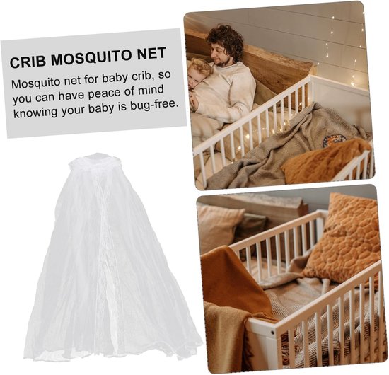 Babybed Klamboe - Muggennet Wieg - Bescherming Baby - Ademend Gaas - 160 x 450 cm - Wit — afbeelding 5