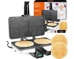 Krumkake Maker - Pizzelle Ijzer - Koekjes Bakken - Dubbele Koekjes Tegelijk - 5 Inch - Zwart