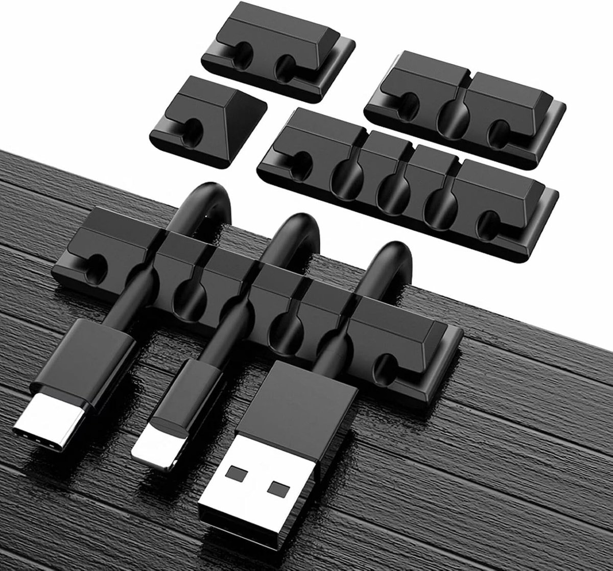 SnelShoppen - Kabelhouder Kabelclips 5 Stuks Zelfklevende Kabelorganizer Multifunctionele Kabelgeleiderset voor Bureau Computer PC USB Oplaadkabel Aud