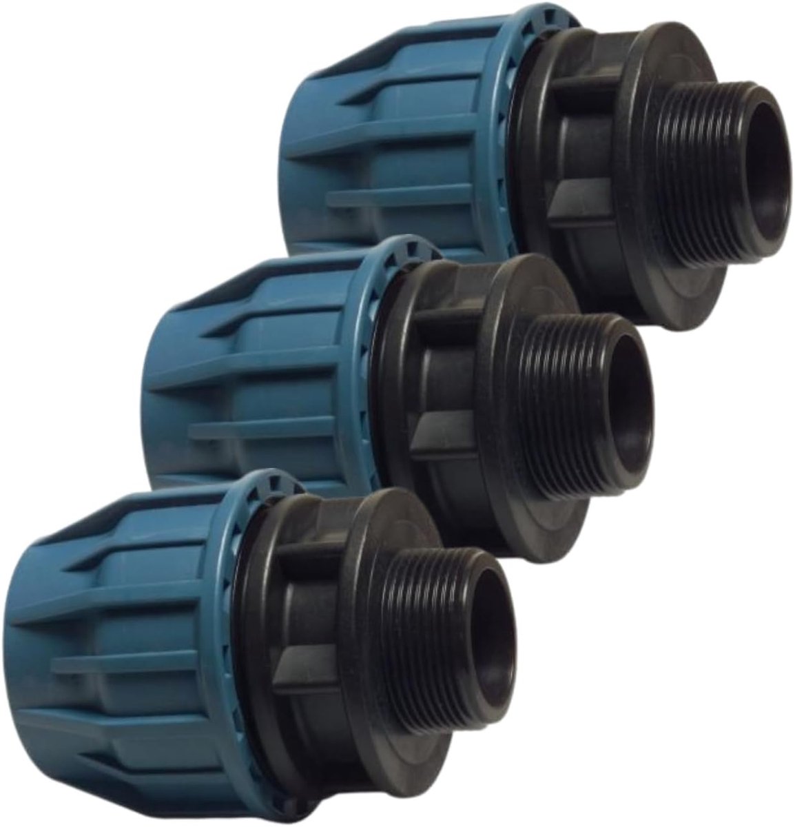 PP fitting set van 3 - 20 mm x 3/4 inch AG - klemconnector voor PE-buizen - drinkwatergoedkeuring (DVGW) - SnelShoppen