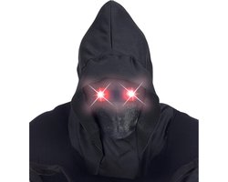 SnelShoppen - Onzichtbaar Gezichtsmasker met Kap en Luminous Ogen Rood voor Volwassenen - Zwart - Unieke Maat - Perfect voor Halloween en Spooky Feest