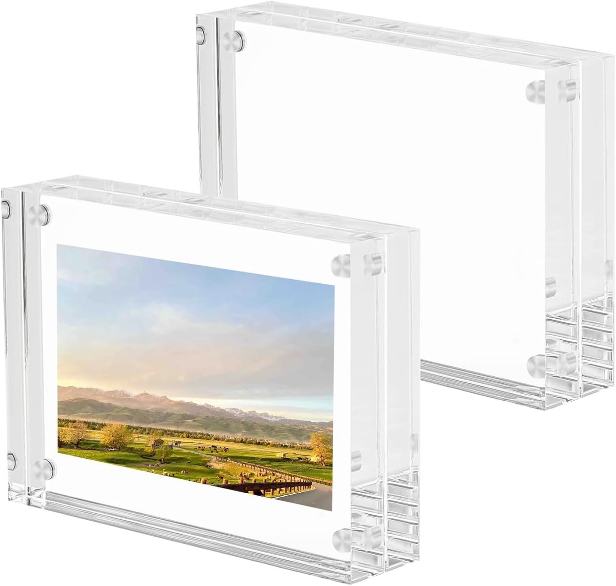 Acryl Fotolijsten 5,5x8,2cm - Dubbelzijdig - Frameloos Transparant - Perfect voor Thuis of Kantoor - ShopVlot
