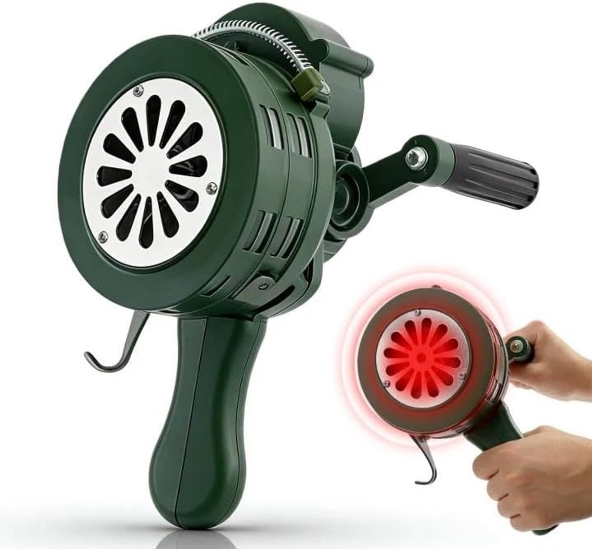 Sirene handslinger, aluminium behuizing, draagbare handslinger, alarm, handbediende luchtaanvalshorn, 110 dB, handsirene, zelfbeschermende noodsirene voor fabrieken, scholen en openbare plaatsen