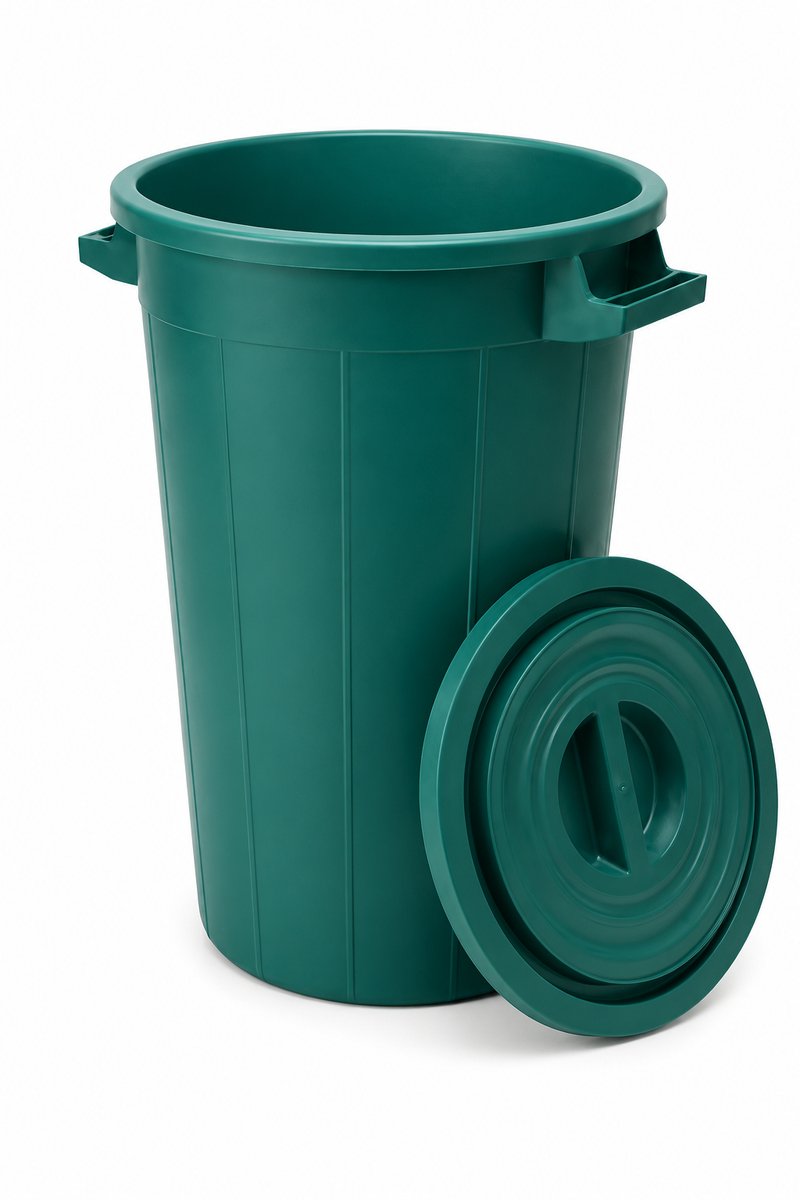 Buitenprullenbak - 100 liter - Afvalbak buiten - Afvalton met deksel - Vuilnisbak - Afvalemmer - Groen