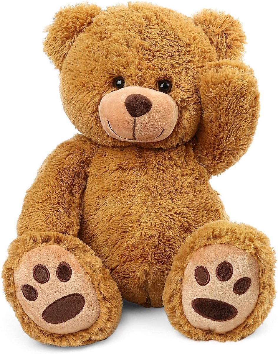 50 cm teddybeer, knuffel, schattig knuffeldier knuffel met voetafdrukken cadeaus voor kinderen meisjes vriendin verjaardag, koffie