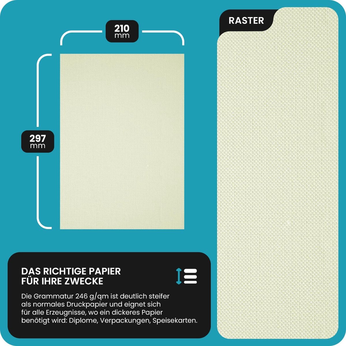 Beadkarton A4 246 g - Textured cream grid - Embossed structuur - Perfect voor uitnodigingen - ShopVlot