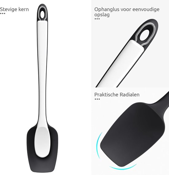 Silicone lepel Spatel 315 ℃ Hoge Hittebestendige (Zwart) - 36 cm Flexibele Naadloze Siliconen Spatel, geschikt voor Bakken, Koken, Mengen en Schrapen in Pannen met Antiaanbaklaag — afbeelding 4