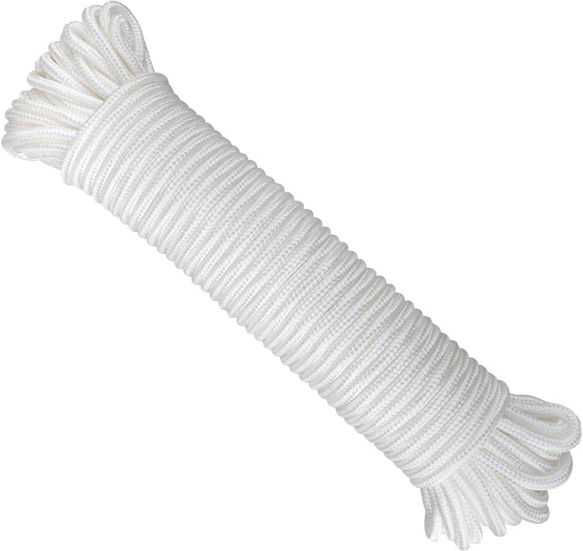 Witte Nylon Touw 6 mm, 30 m Gevlochten Nylon Koord Ophangtouw Sterke Trekkracht Binding Touw voor Camping, Overleven, Tuinieren, Bundelen, Werkplaats, Outdoor Multifunctioneel Utiliteitstouw