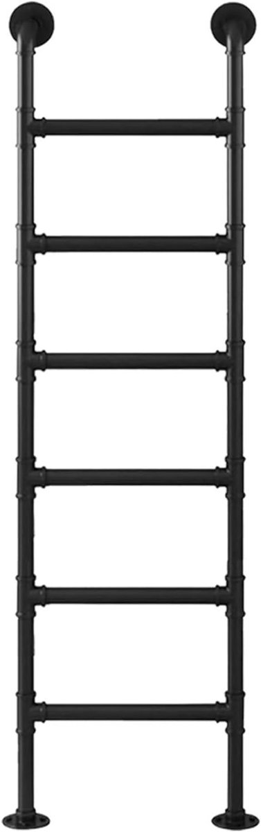 Verstelbare Uitlaatladder - Zoldertrap Wandmontage - Veilige Toegang Creëren - Smeedijzeren Constructie - 100-300 cm - Zwart