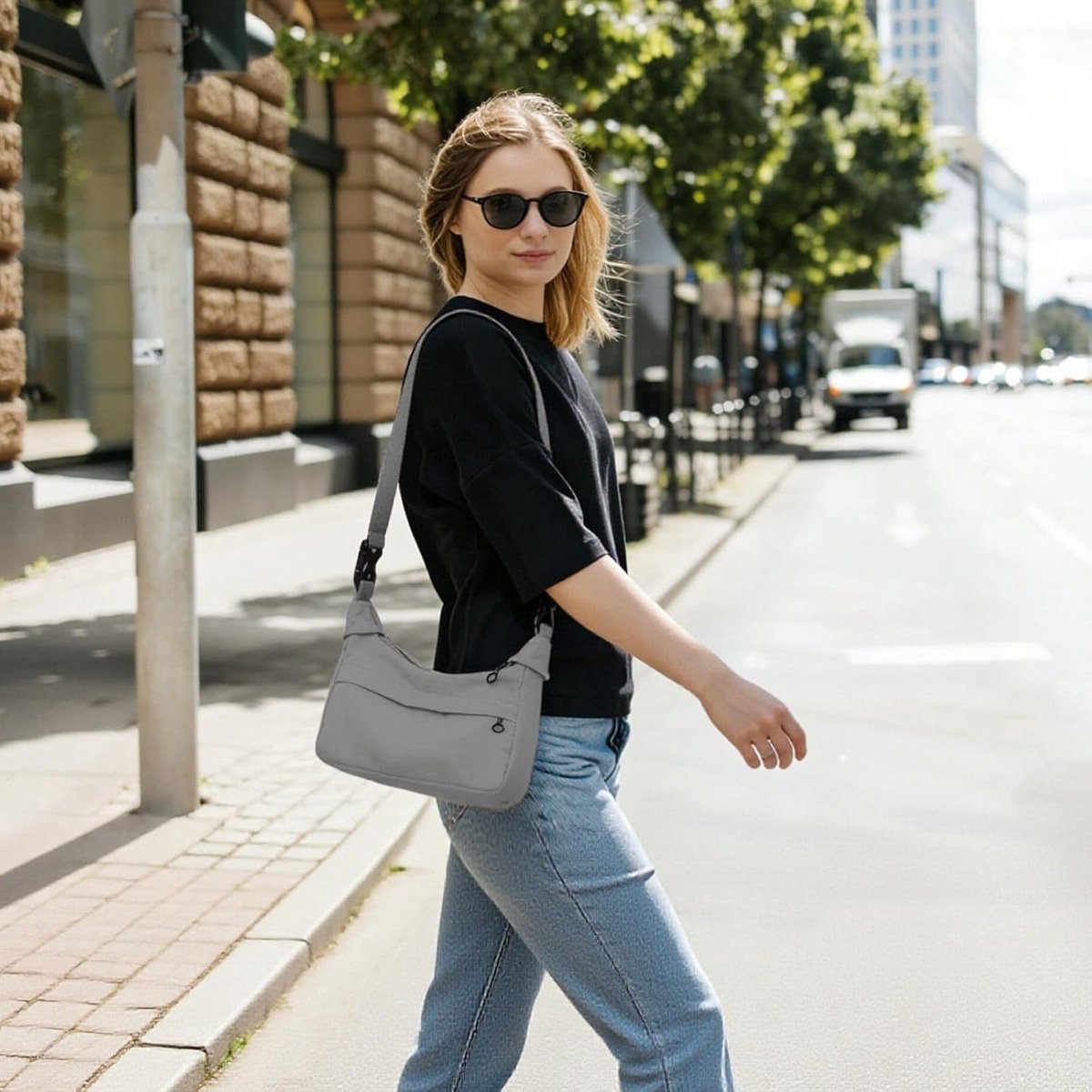 Dames Crossbody Bag, Nylon Crossbody Tas Dames Verstelbare Schouderriem, Schoudertas voor Dagelijks Gebruik, Reizen en Werk