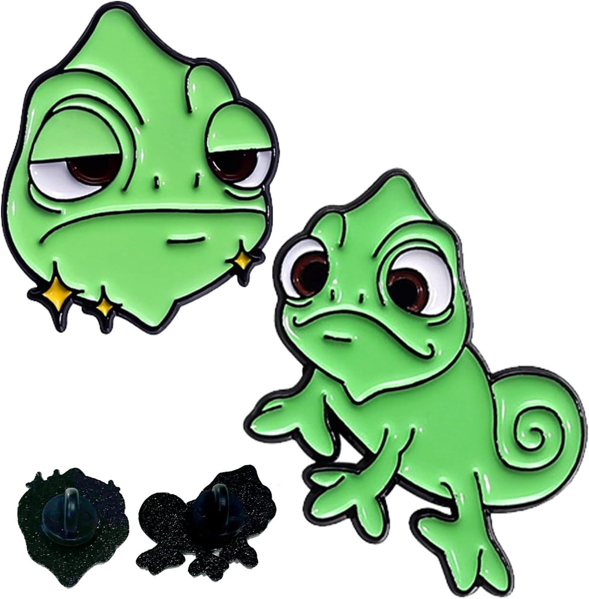 Broche, 2 Stuks Schattige Kameleon Spelden, Cartoon Reversspelden