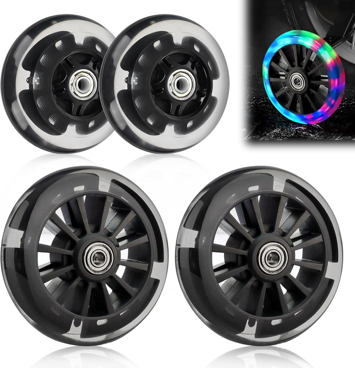 scooterwielen, 2 paar reservewielen voor led, 80 mm, 120 mm, step met