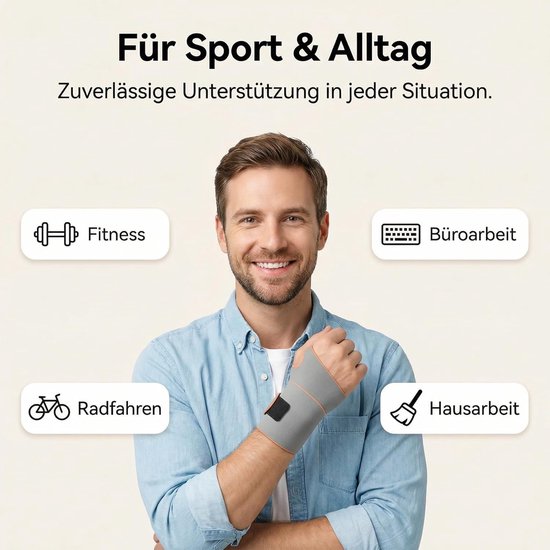 1 stuk polsbandage, sport, verstelbare polssteun, polssteun, dunne ademende polsbeschermers voor dames en heren, fitness, training, werk, kantoor, dagelijks gebruik (beige) — afbeelding 5