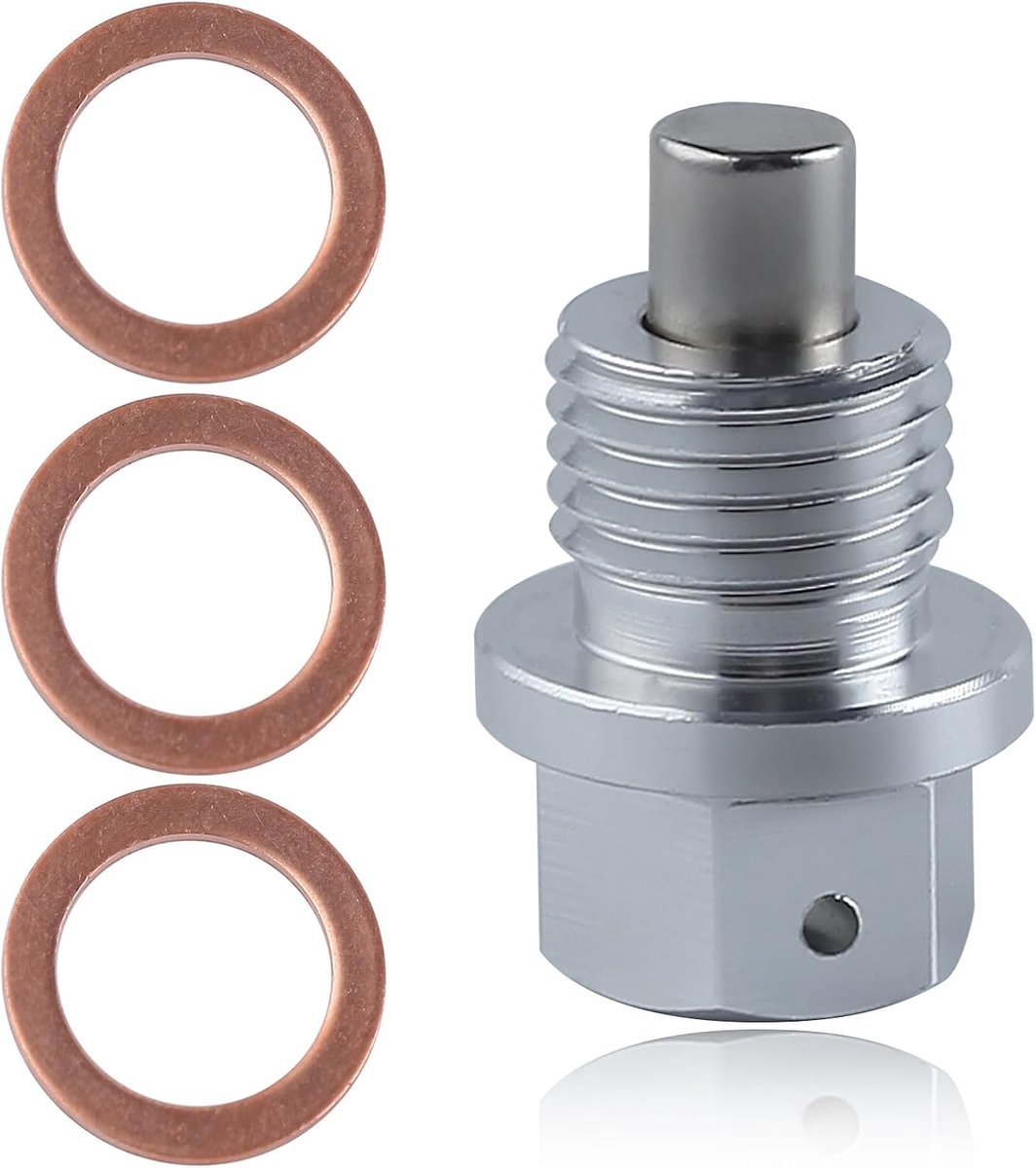 M14 x 1.5 magnetische olietapplug aluminium carterafvoermoer met rode koperen knevelpakkingen Vervanging voor Honda, Volkswagen, Suzuki, Jeep, Dache, Mitsubishi, Mazda