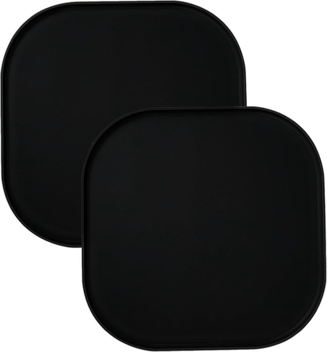 2-delig set waterdichte siliconen voermat voor honden en katten, vierkant voerbord, antislip, gemakkelijk schoon te maken voermat, voedselveilig (Zwart, 26 cm x 26 cm)
